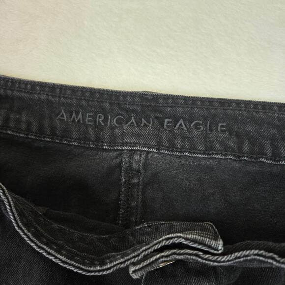 American Eagle High Rise A-Line Mini Skirt Black Denim Womens 20 0630 - Picture 3 of 7